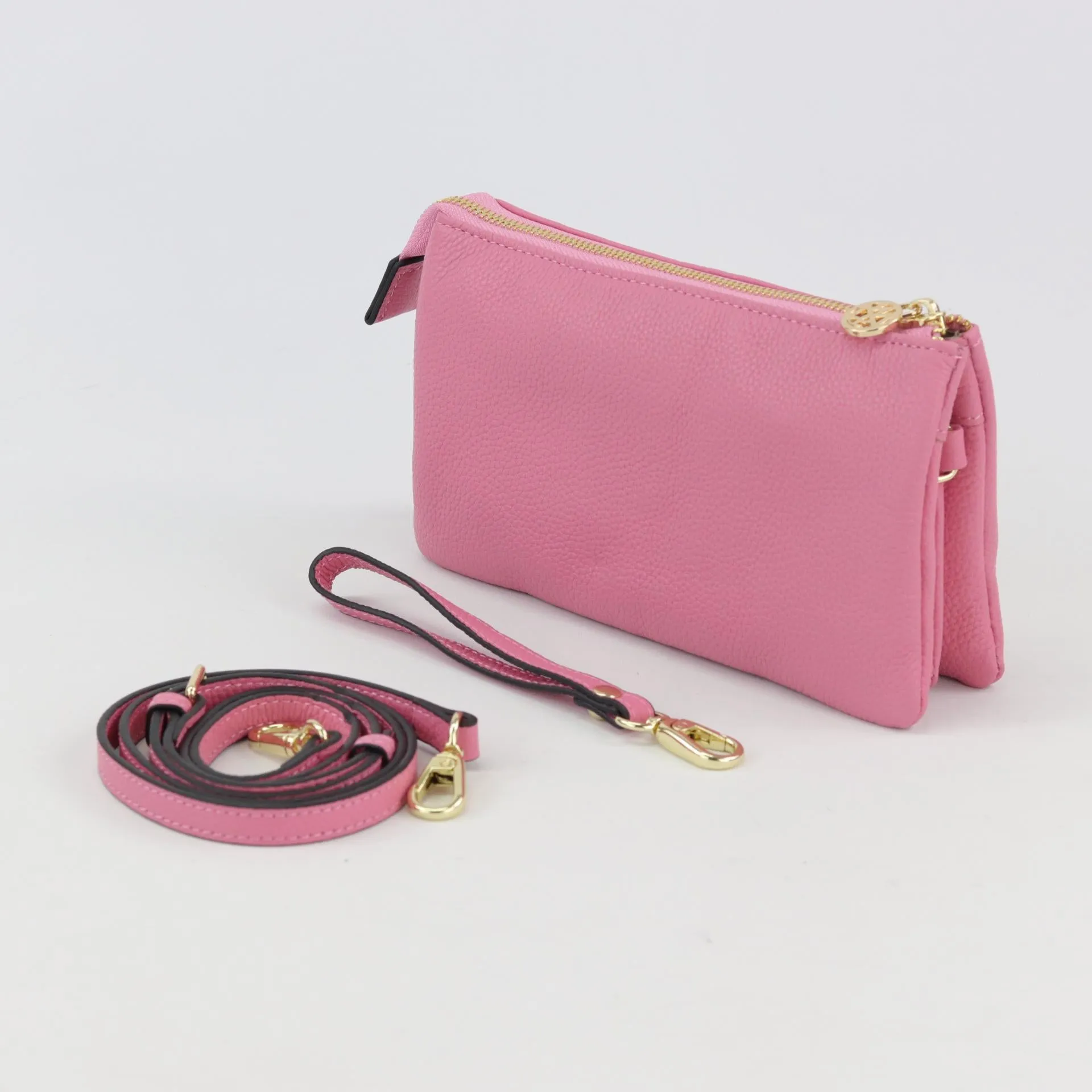 Evie pebbled leather clutch crossbody