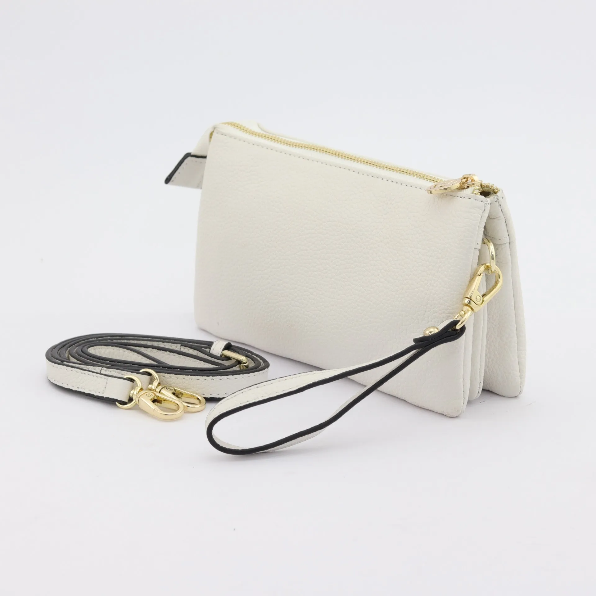 Evie pebbled leather clutch crossbody