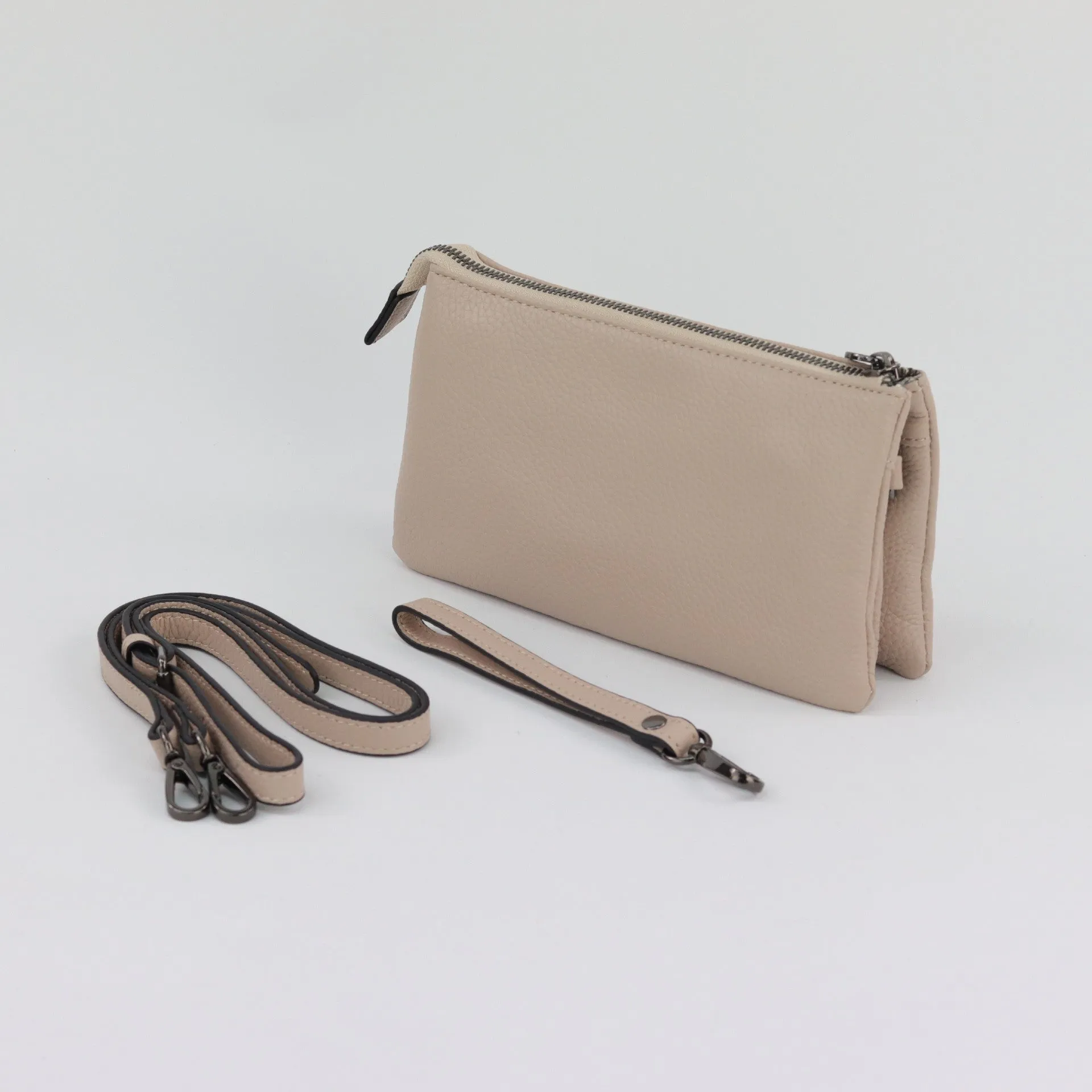 Evie pebbled leather clutch crossbody