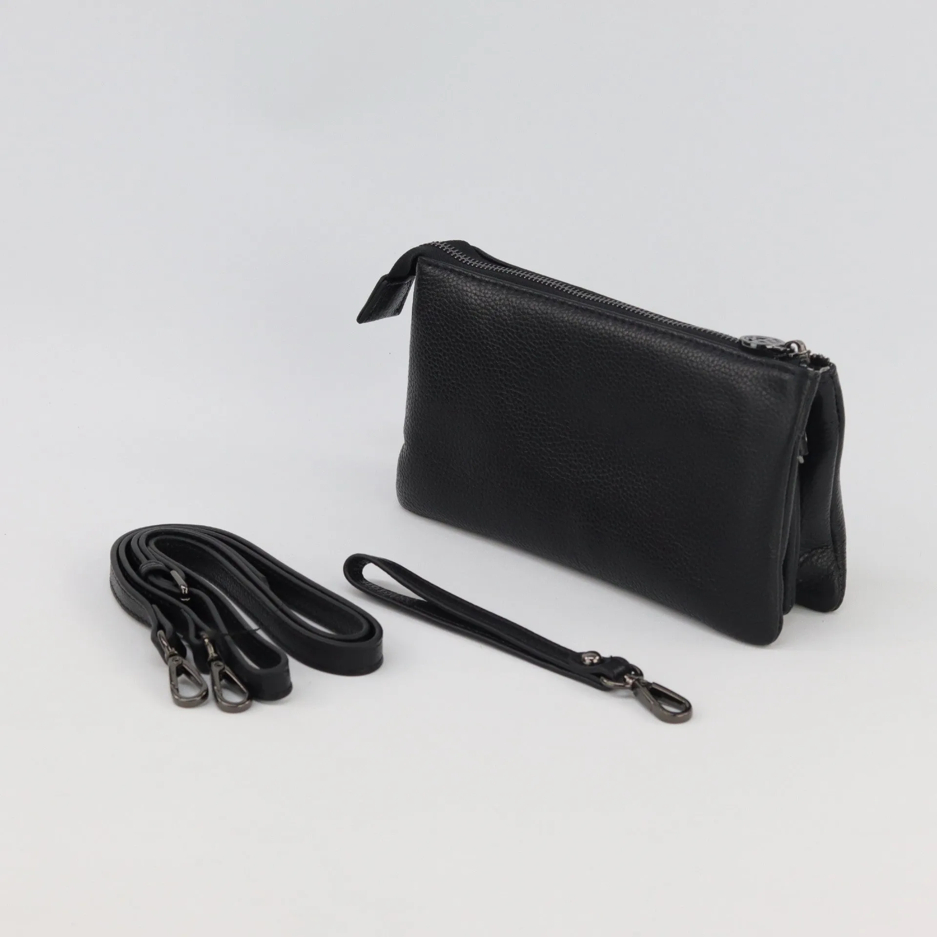 Evie pebbled leather clutch crossbody