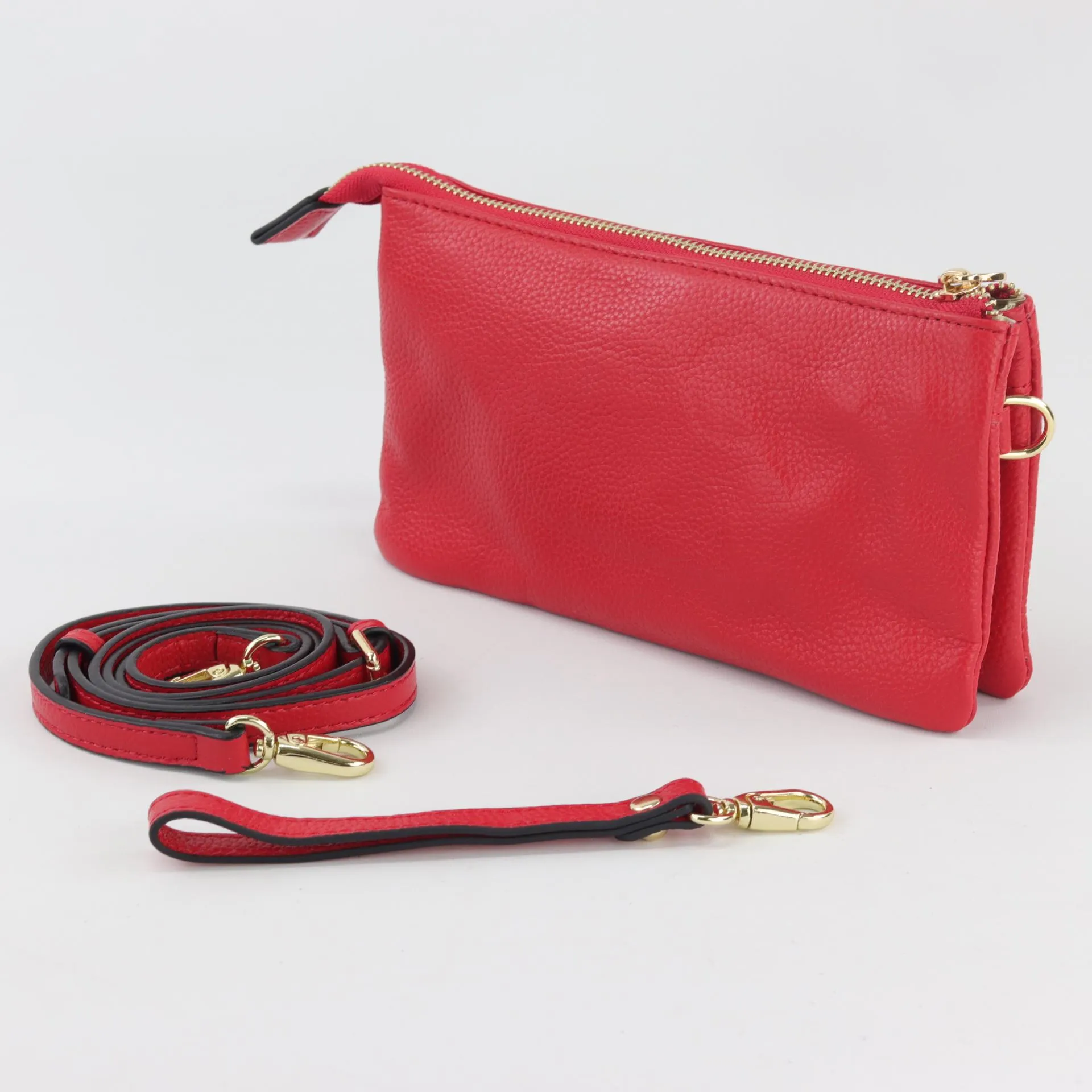 Evie pebbled leather clutch crossbody