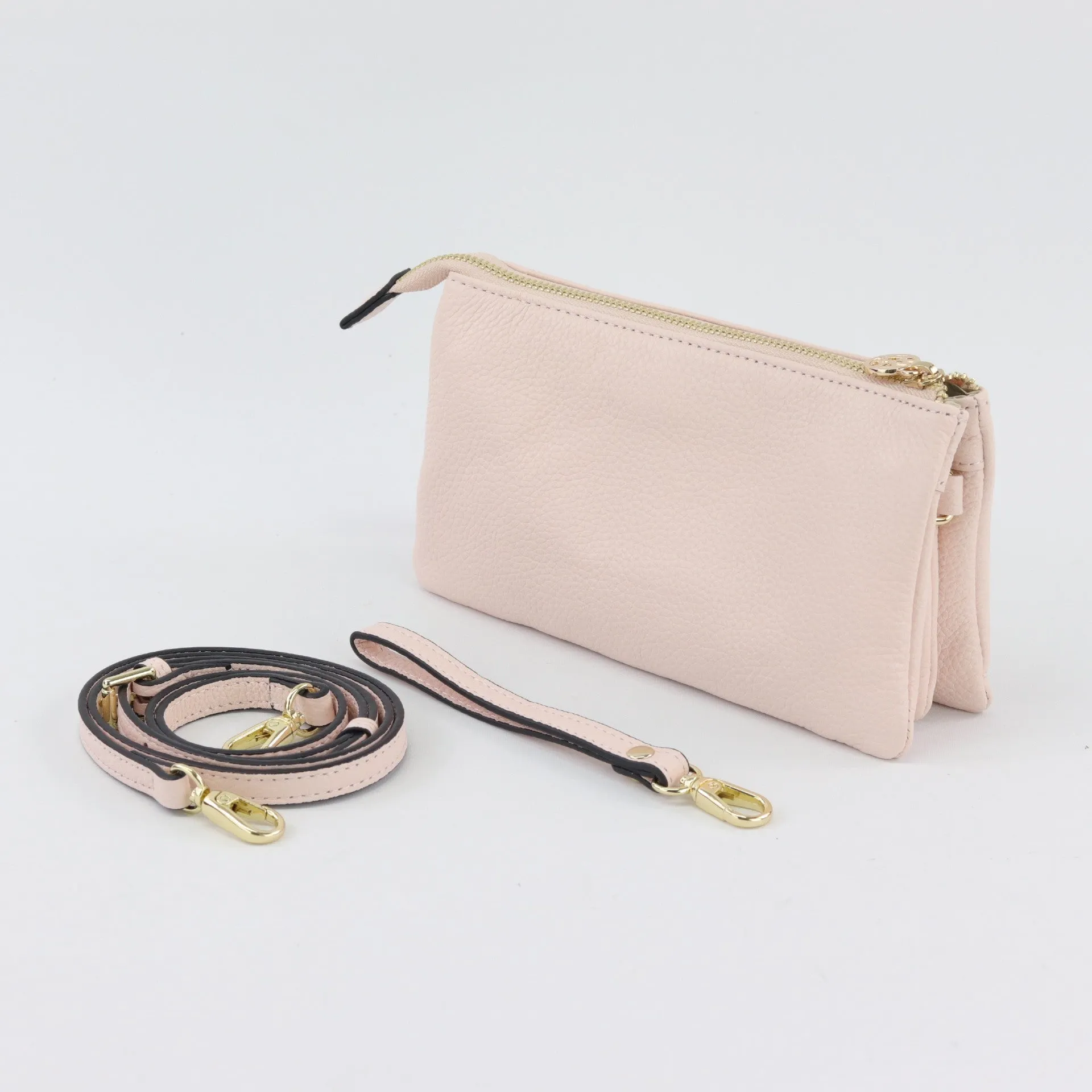 Evie pebbled leather clutch crossbody