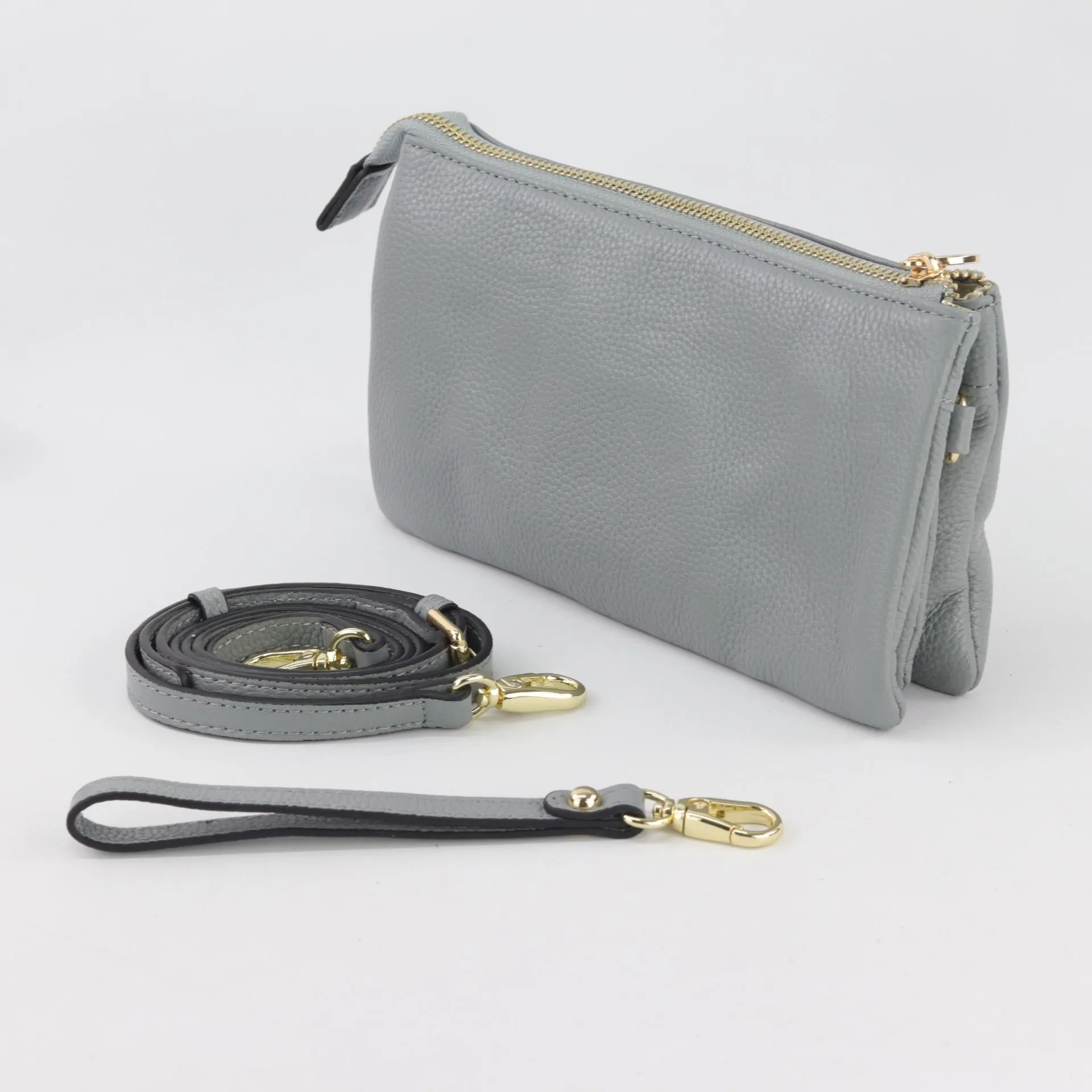 Evie pebbled leather clutch crossbody