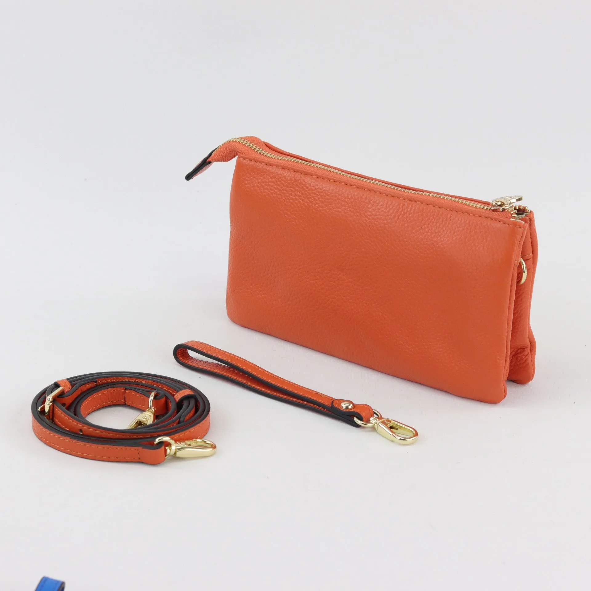 Evie pebbled leather clutch crossbody