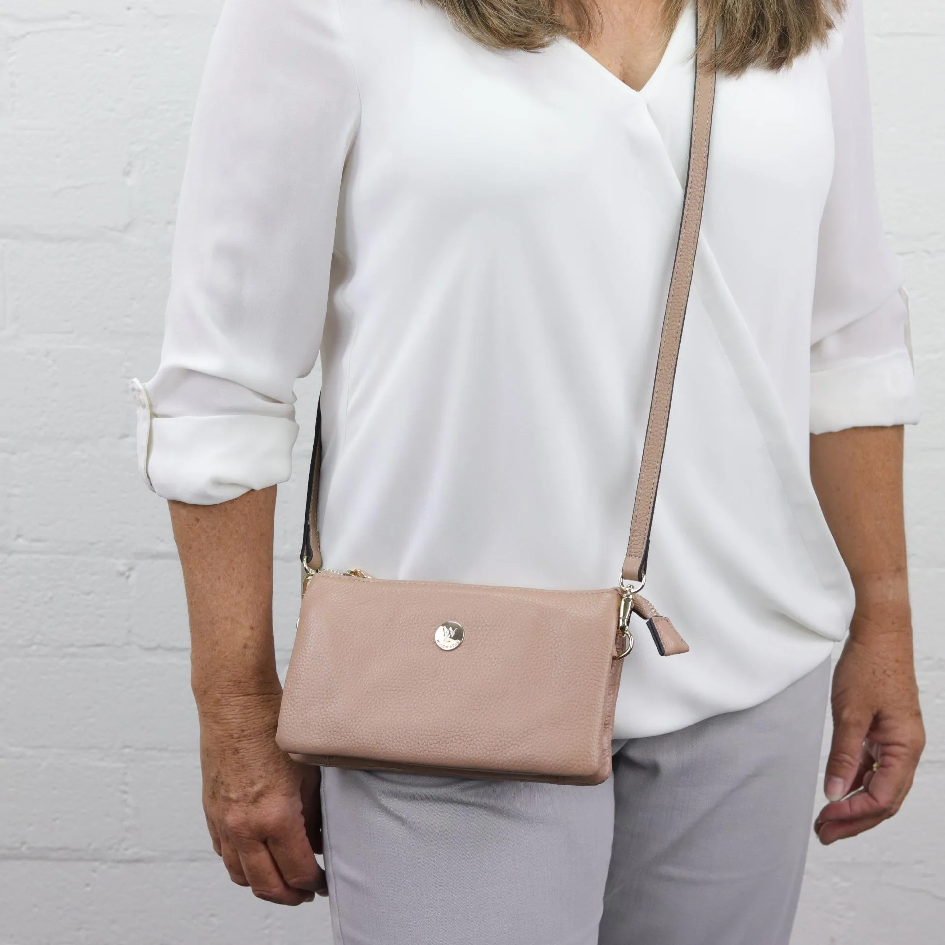 Evie pebbled leather clutch crossbody