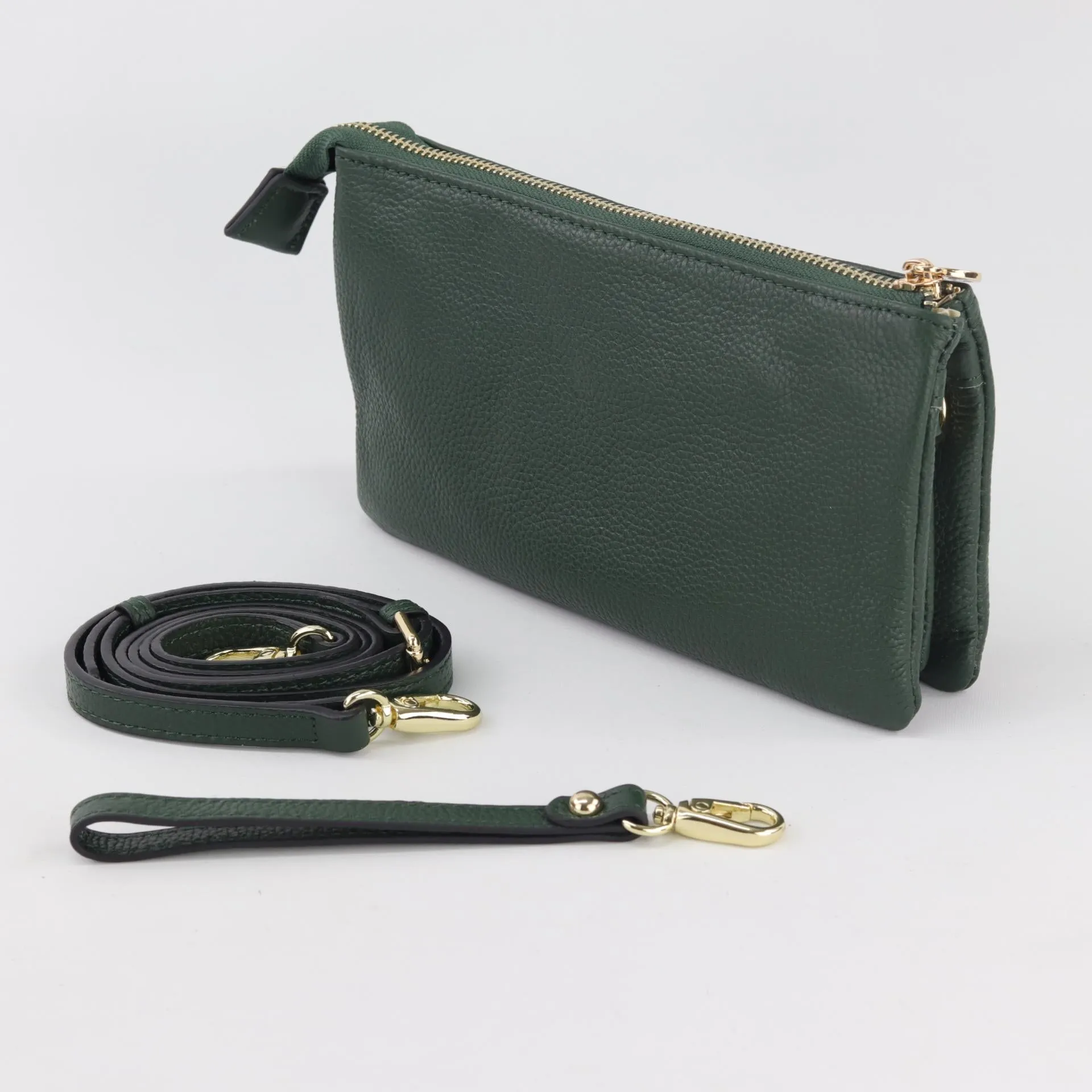 Evie pebbled leather clutch crossbody