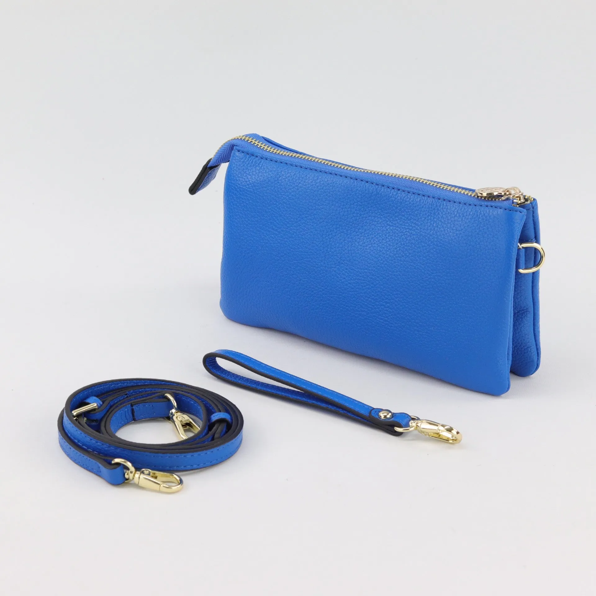 Evie pebbled leather clutch crossbody