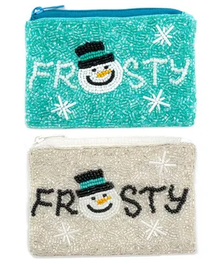 FROSTY Beaded Coin Pouch