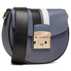 Furla Metropolis Mini Round Crossbody Bag - Blue Denim Nero Crystal