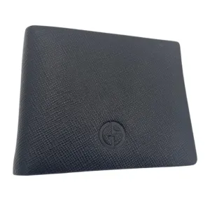 GIORGIO ARMANI Bifold Saffiano Leather Money Clip Wallet - Black New w/Tags