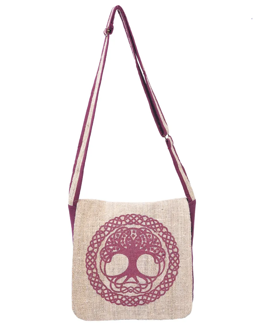 Graphic Hemp Cotton Messenger Bag Tree of Life