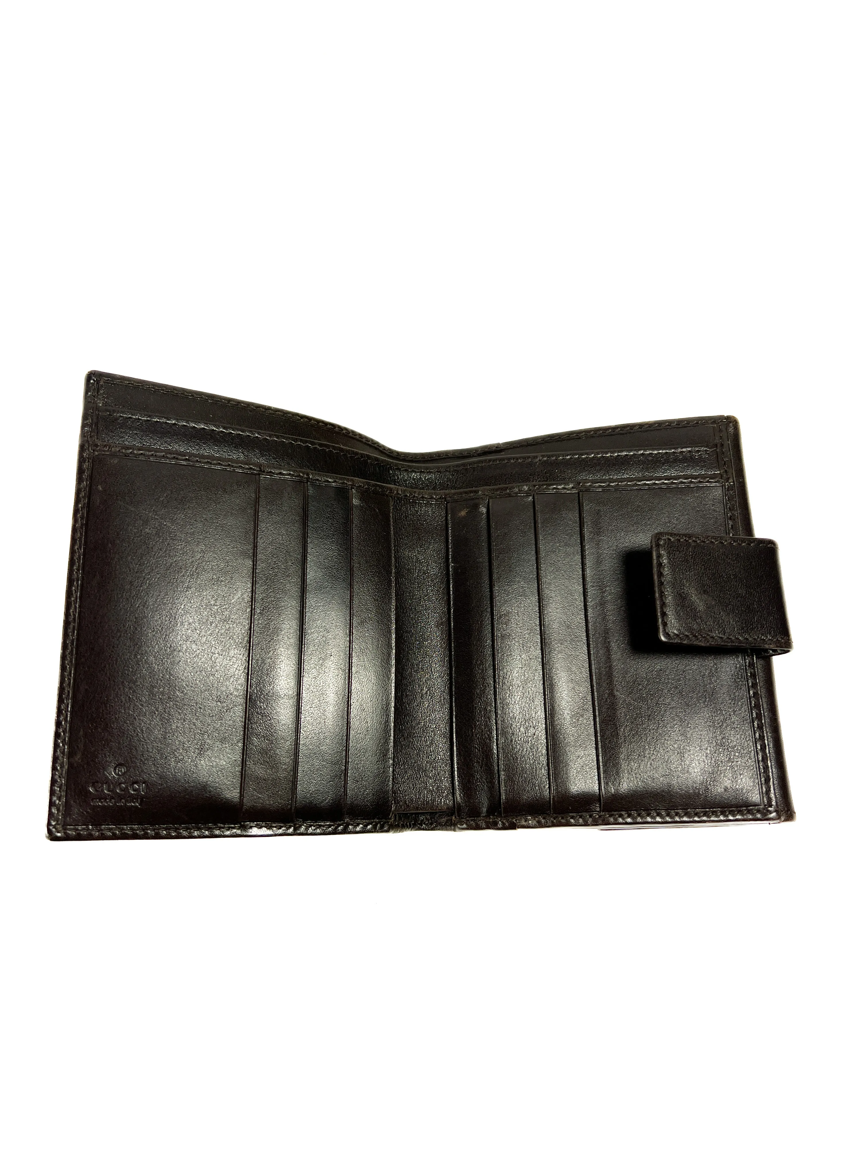 Gucci brown leather denim GG wallet