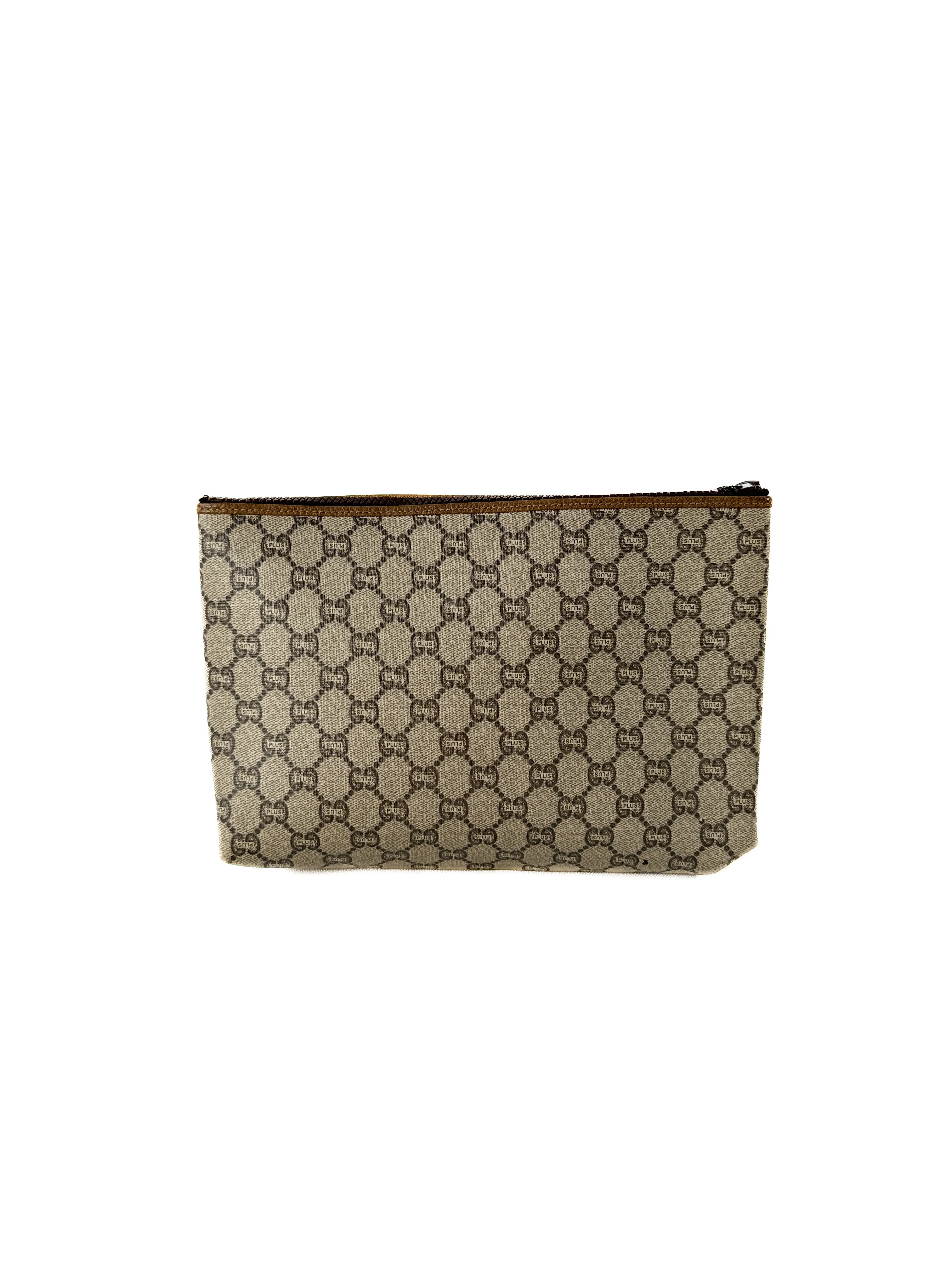 Gucci Plus signature vintage coated canvas clutch