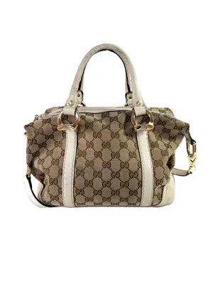 Gucci white and brown signature satchel