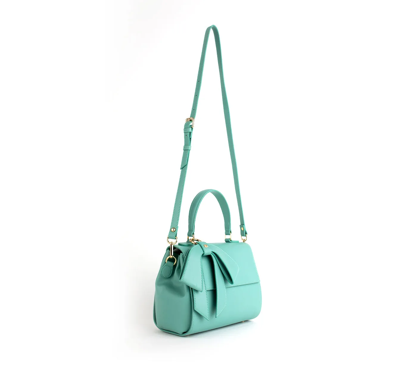 Gunas New York Cottontail Cyan Vegan Leather Satchel Bag