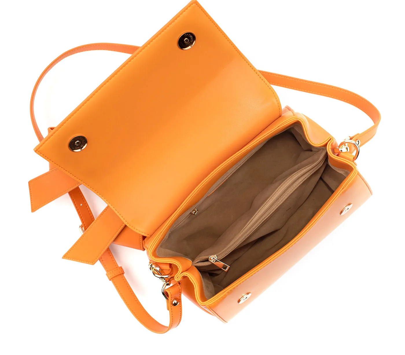 Gunas New York Cottontail Orange Vegan Leather Satchel Bag