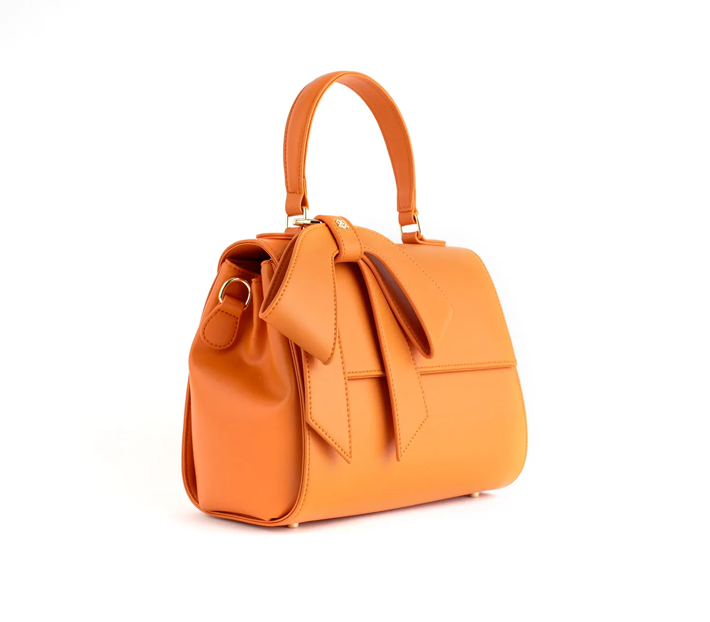 Gunas New York Cottontail Orange Vegan Leather Satchel Bag