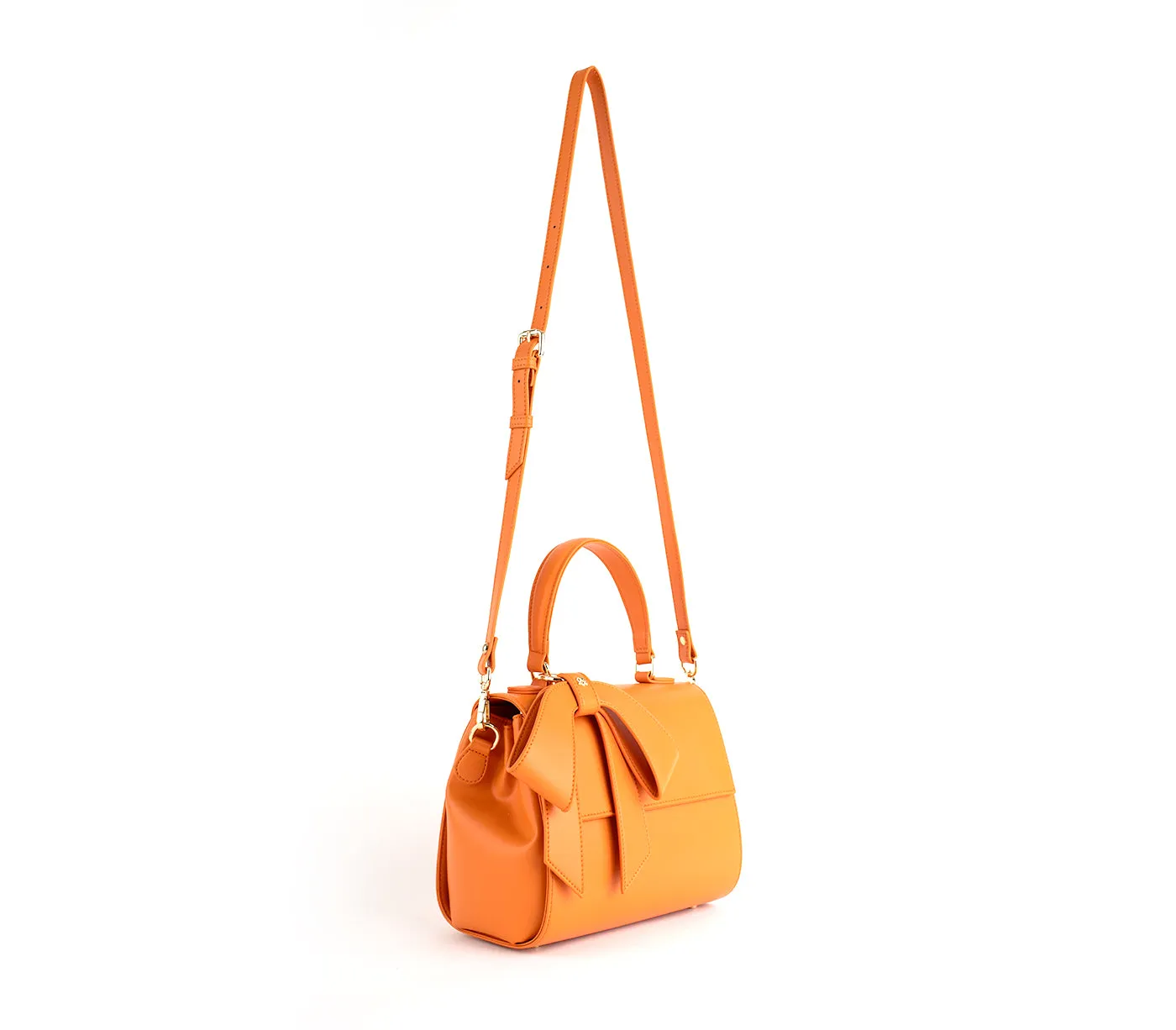 Gunas New York Cottontail Orange Vegan Leather Satchel Bag