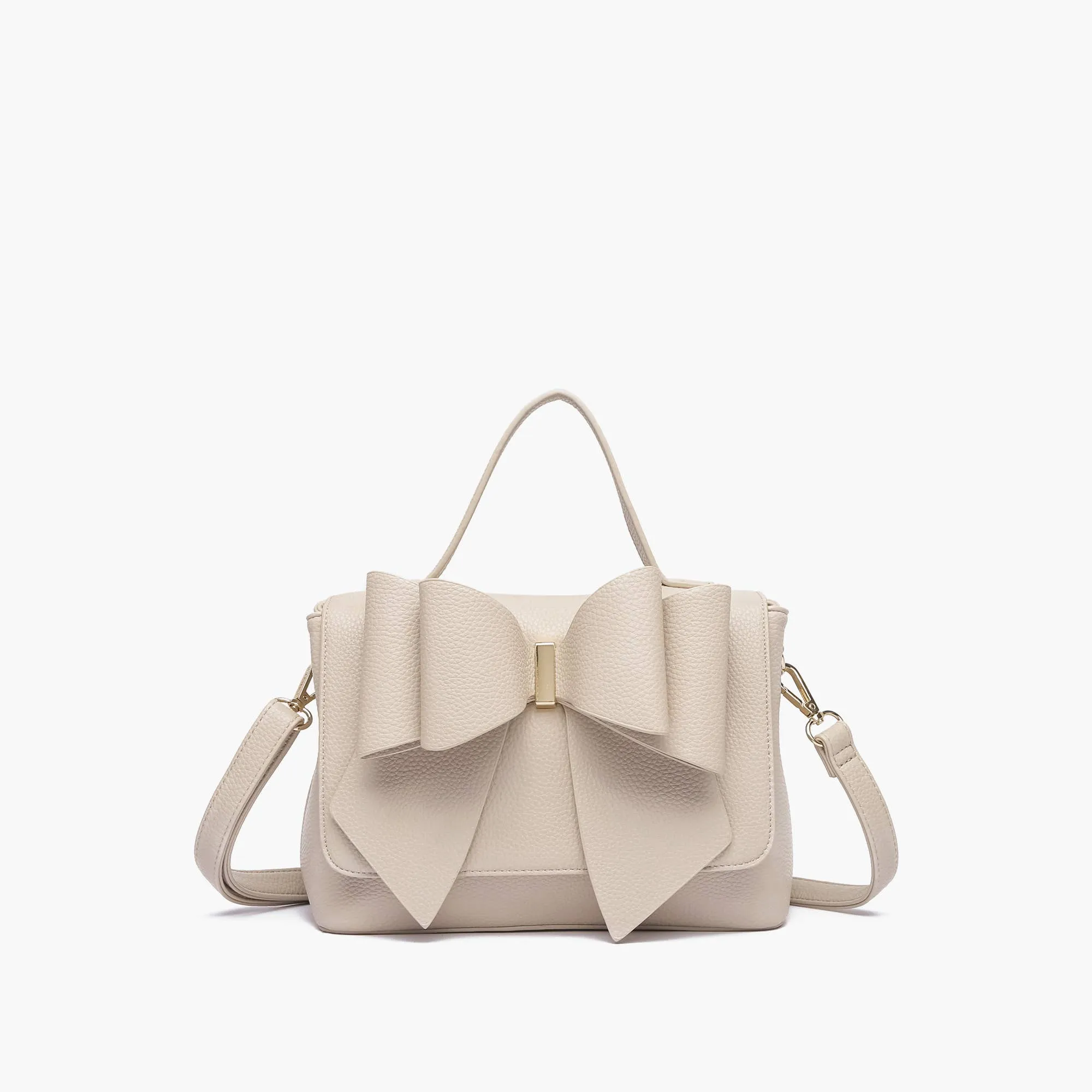 Instant Shipping! Eva Double Bow Satchel - Beige