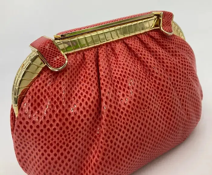 Judith Leiber Red Lizard Clutch