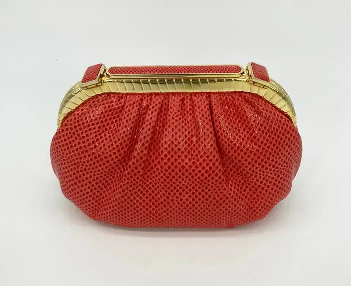 Judith Leiber Red Lizard Clutch