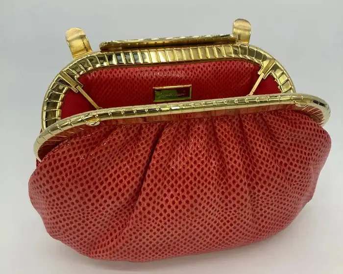 Judith Leiber Red Lizard Clutch