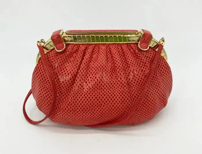 Judith Leiber Red Lizard Clutch