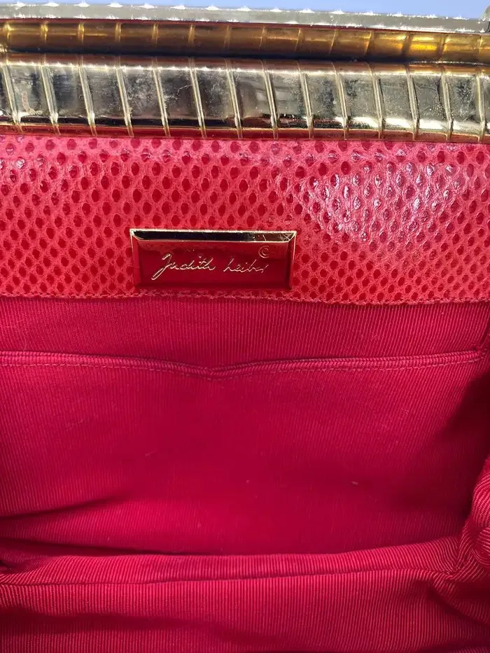 Judith Leiber Red Lizard Clutch