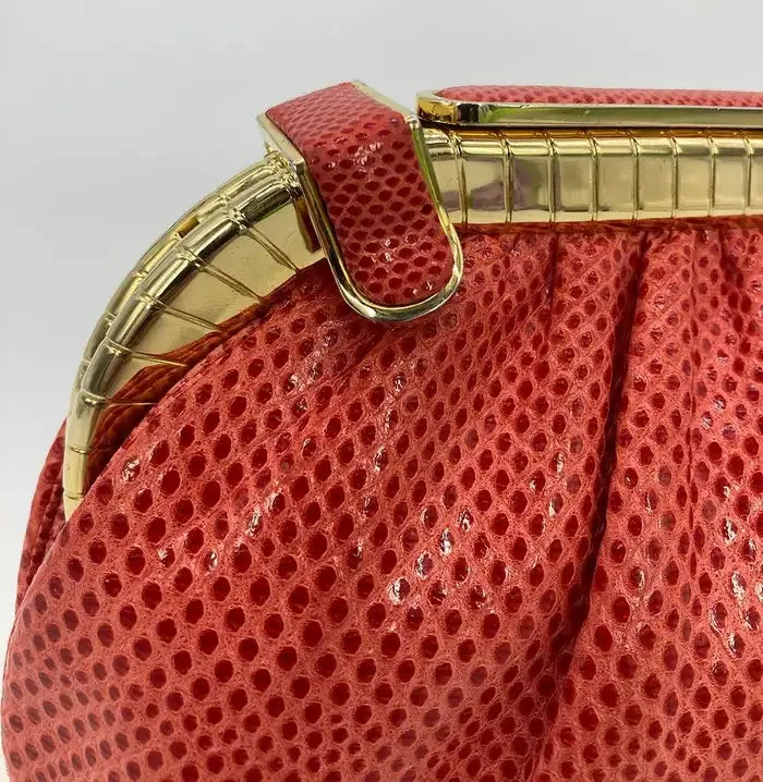 Judith Leiber Red Lizard Clutch