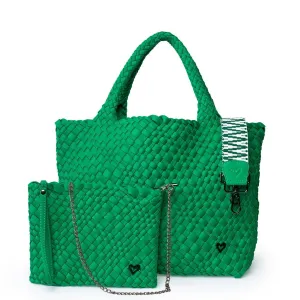 London Large Woven Tote - Kelly Green (restocks mid Sept)