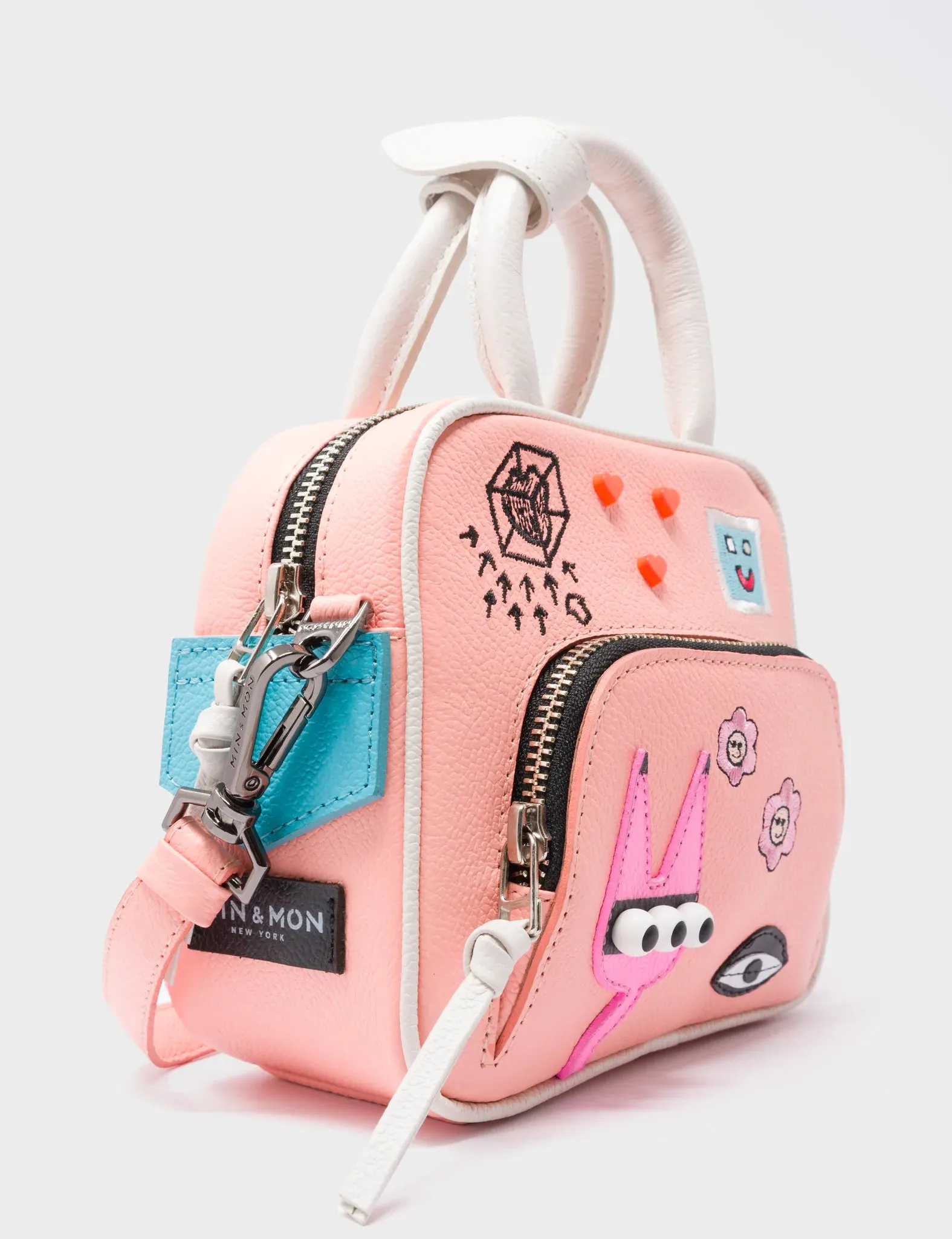 Marino Mini Crossbody Rosa Leather Bag - Urban Doodles Applique