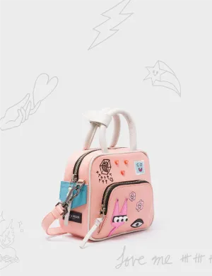 Marino Mini Crossbody Rosa Leather Bag - Urban Doodles Applique