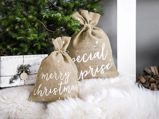 Merry Christmas Jute Hessian Gift Sack