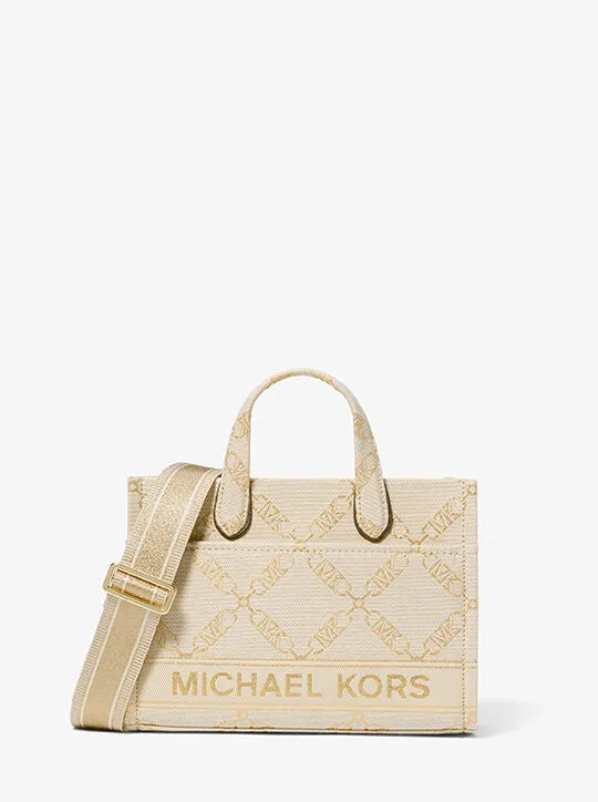 Michael Kors Gigi Small Metallic Empire Logo Jacquard Messenger Bag