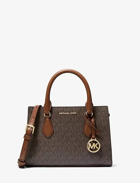 Michael Kors Sheila Small Central Zip Satchel In Monogram Brown