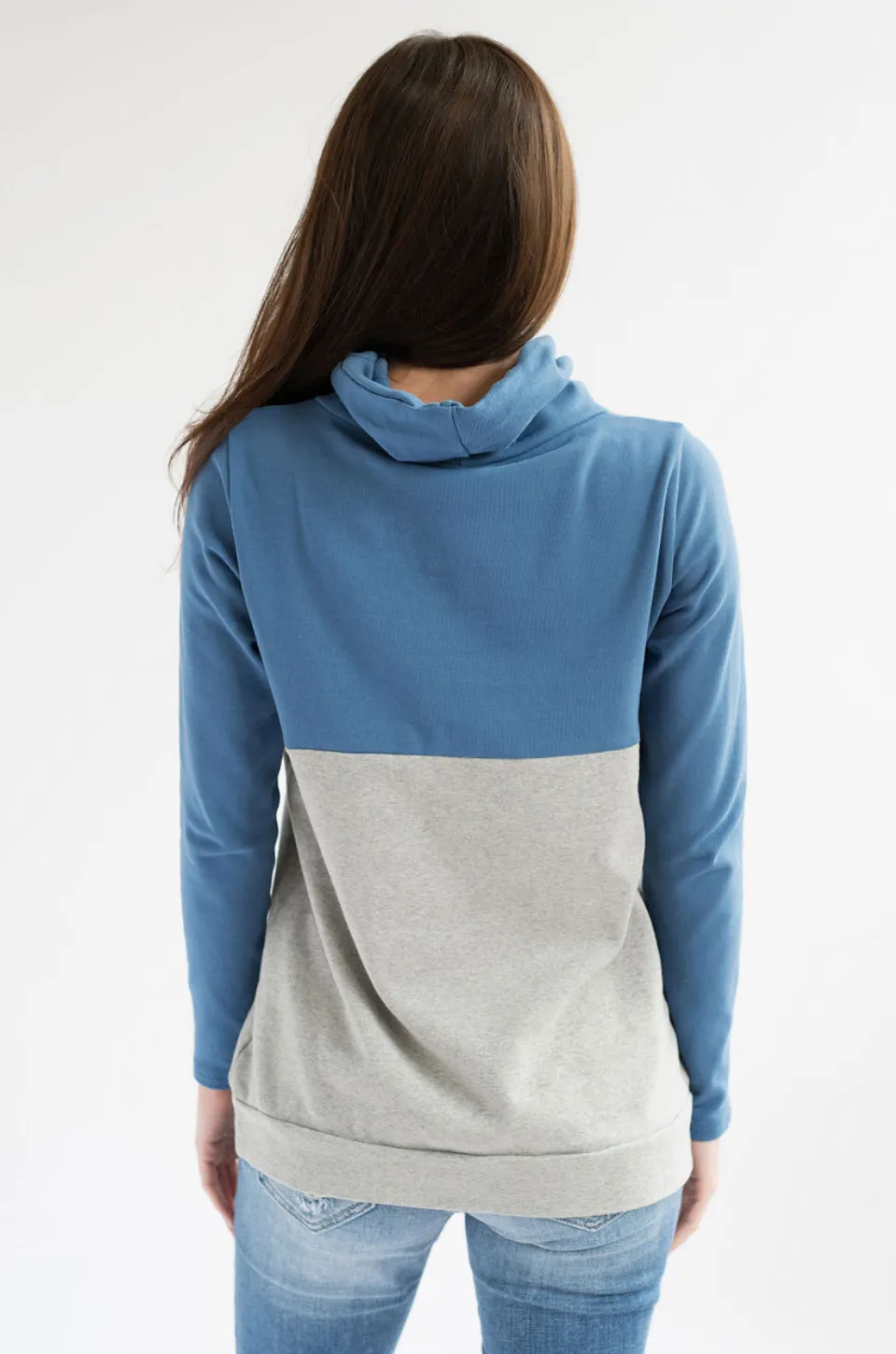 Nursing Sweatshirt Pullover - Colorblock Blue/Gray