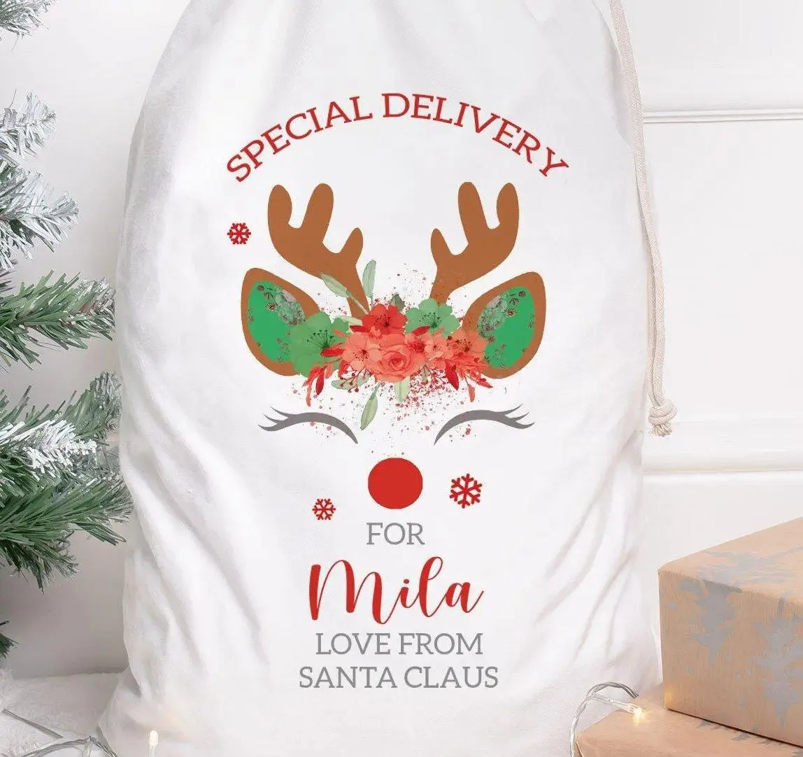 Personalised Christmas Santa Sack, Christmas Eve Present Sack, Personalised Santa Sack Gift Bags, Christmas Gifts, Your Message, Gift Sack