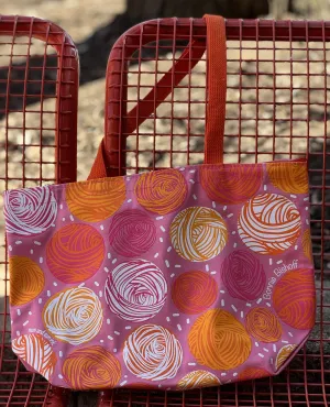 Polka Dot Yarn Zipper Tote Bag