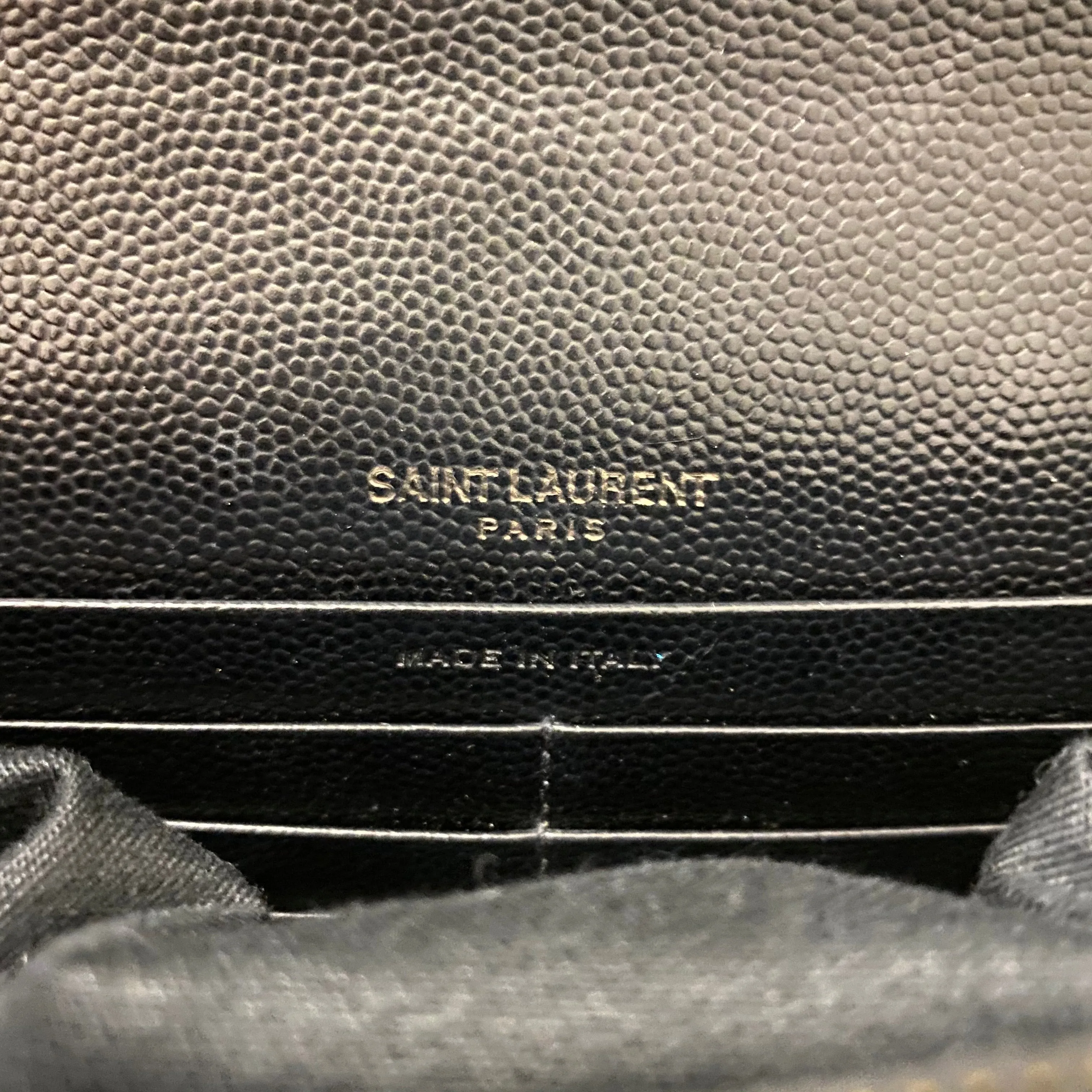 Saint Laurent Black Chevron Wallet on Chain