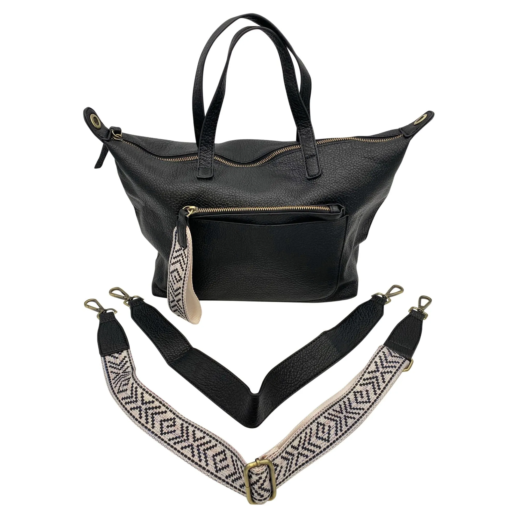 SHIRALEAH Dani Satchel with Zip Pouch - Black New w/Tags