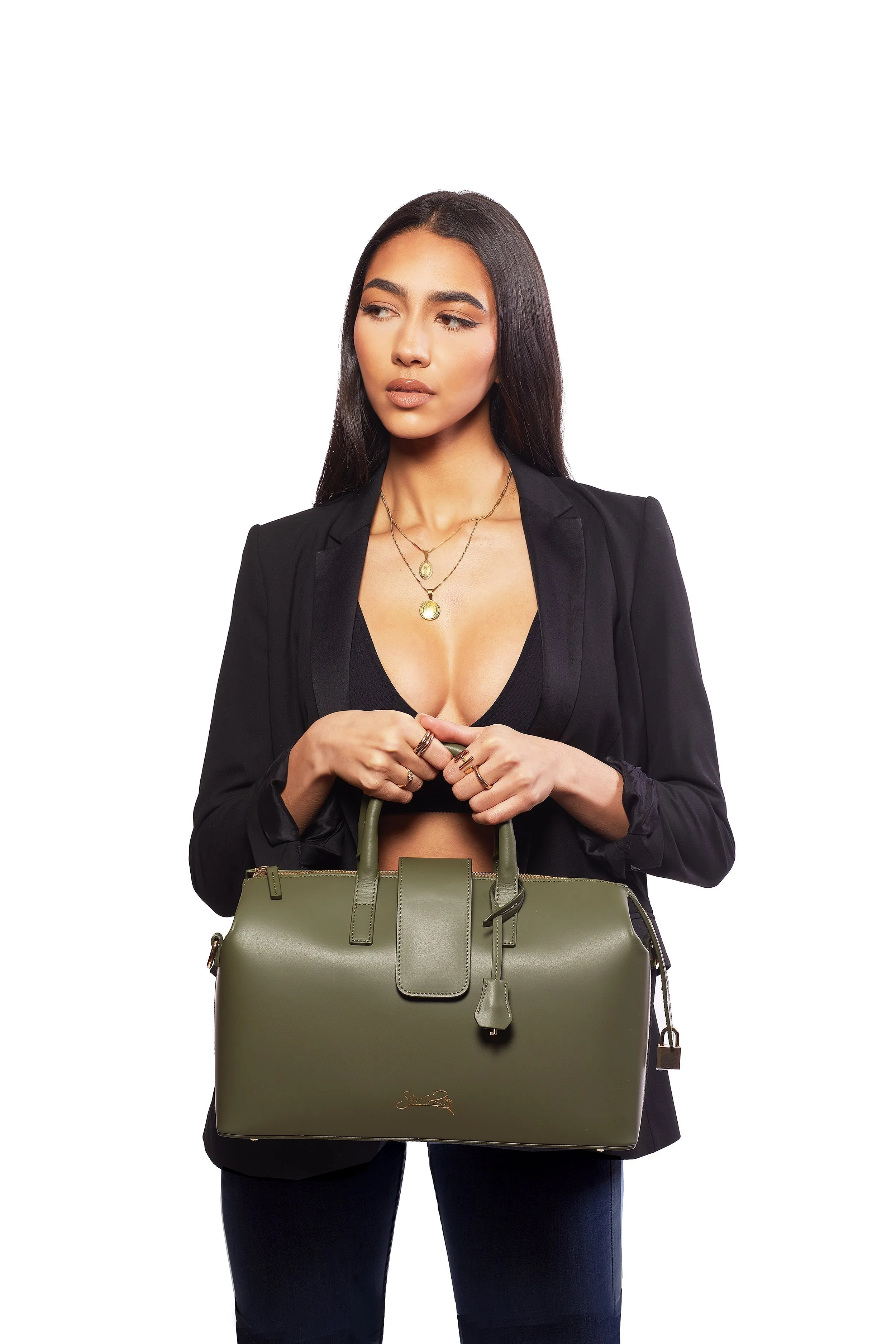 SSW - Level 2 Convertible Executive Leather Bag Classic Size in Olive Green