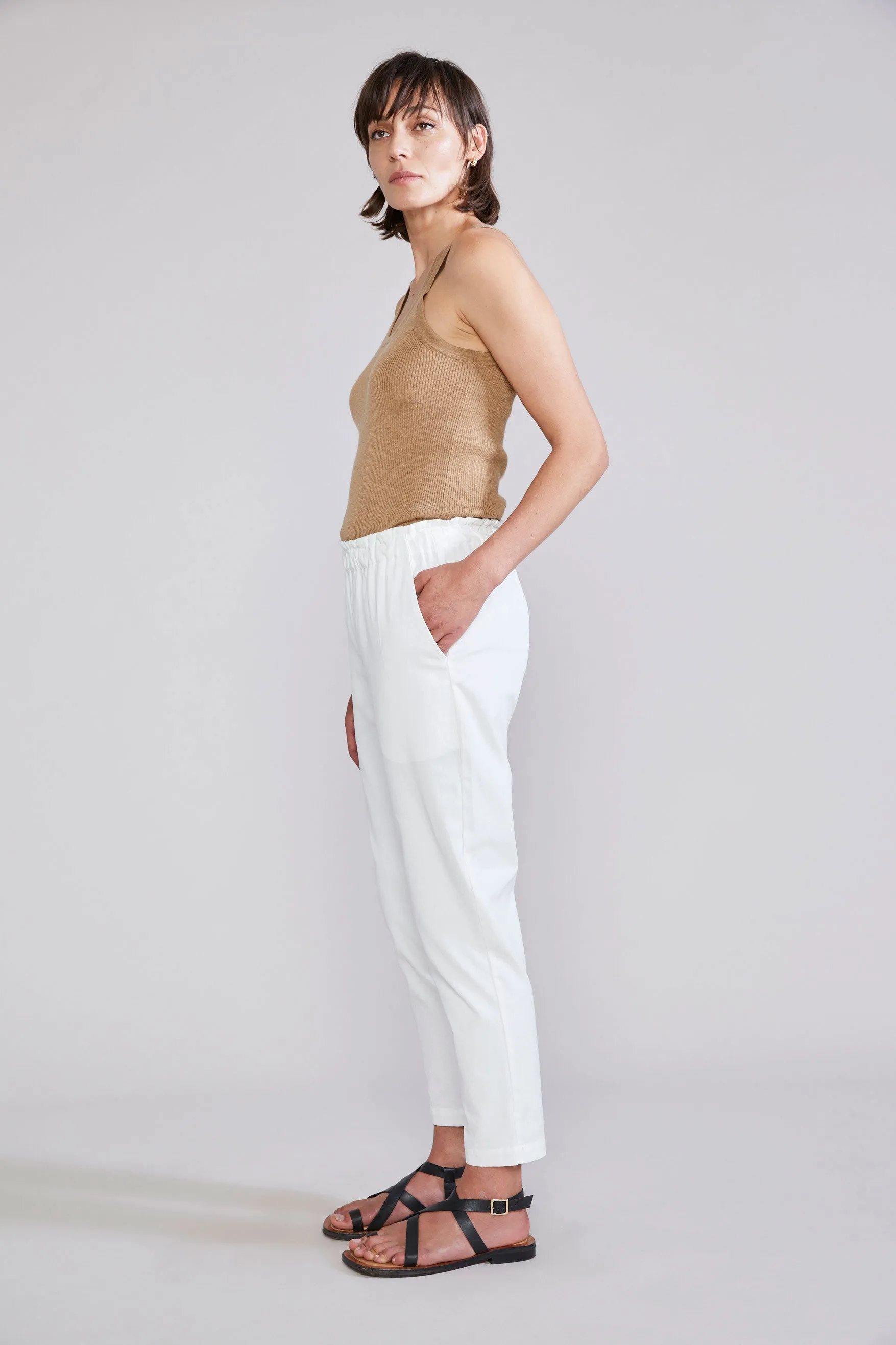 Stella Drawstring Pant - White