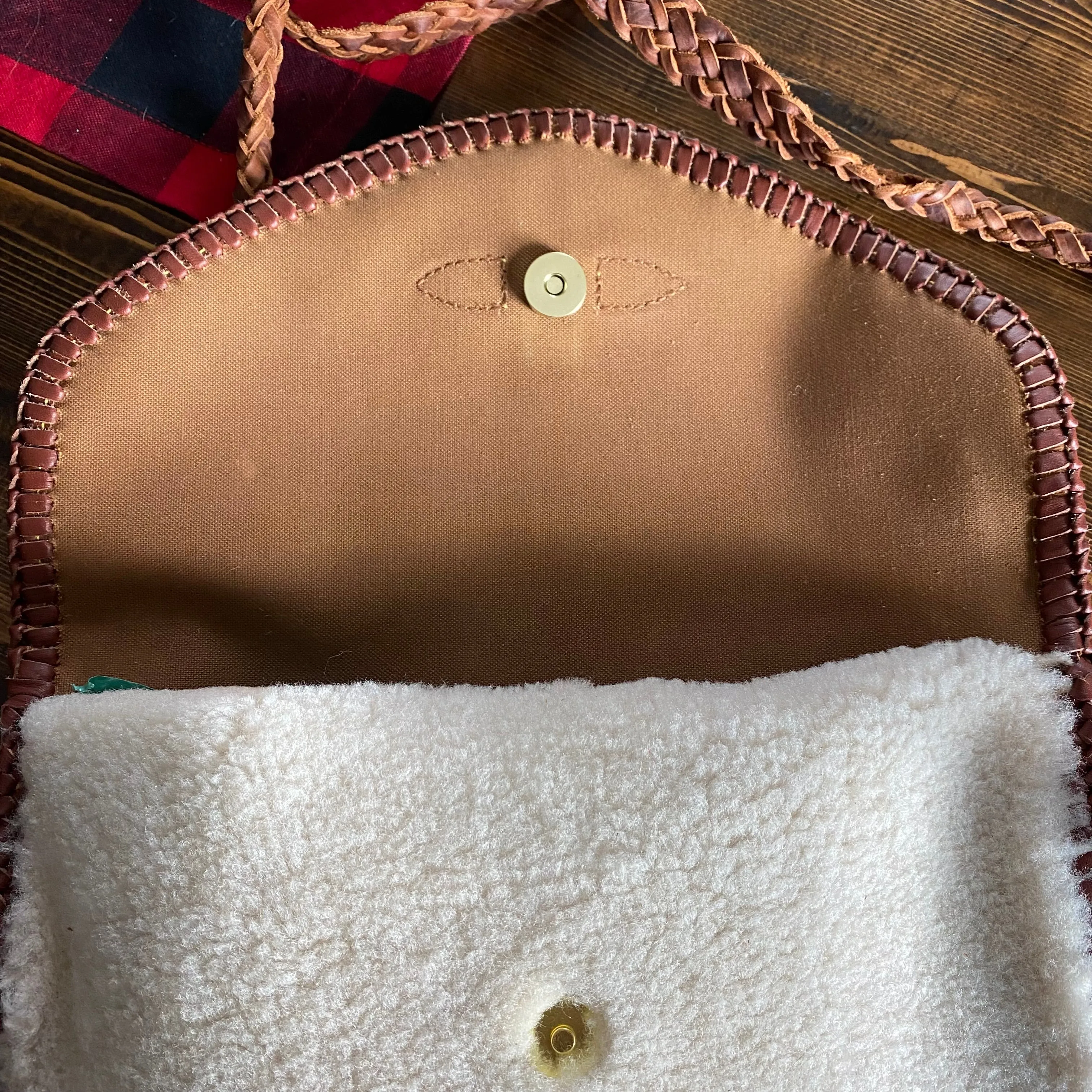 The Peacock Messenger - Cream Sheepskin Monogram