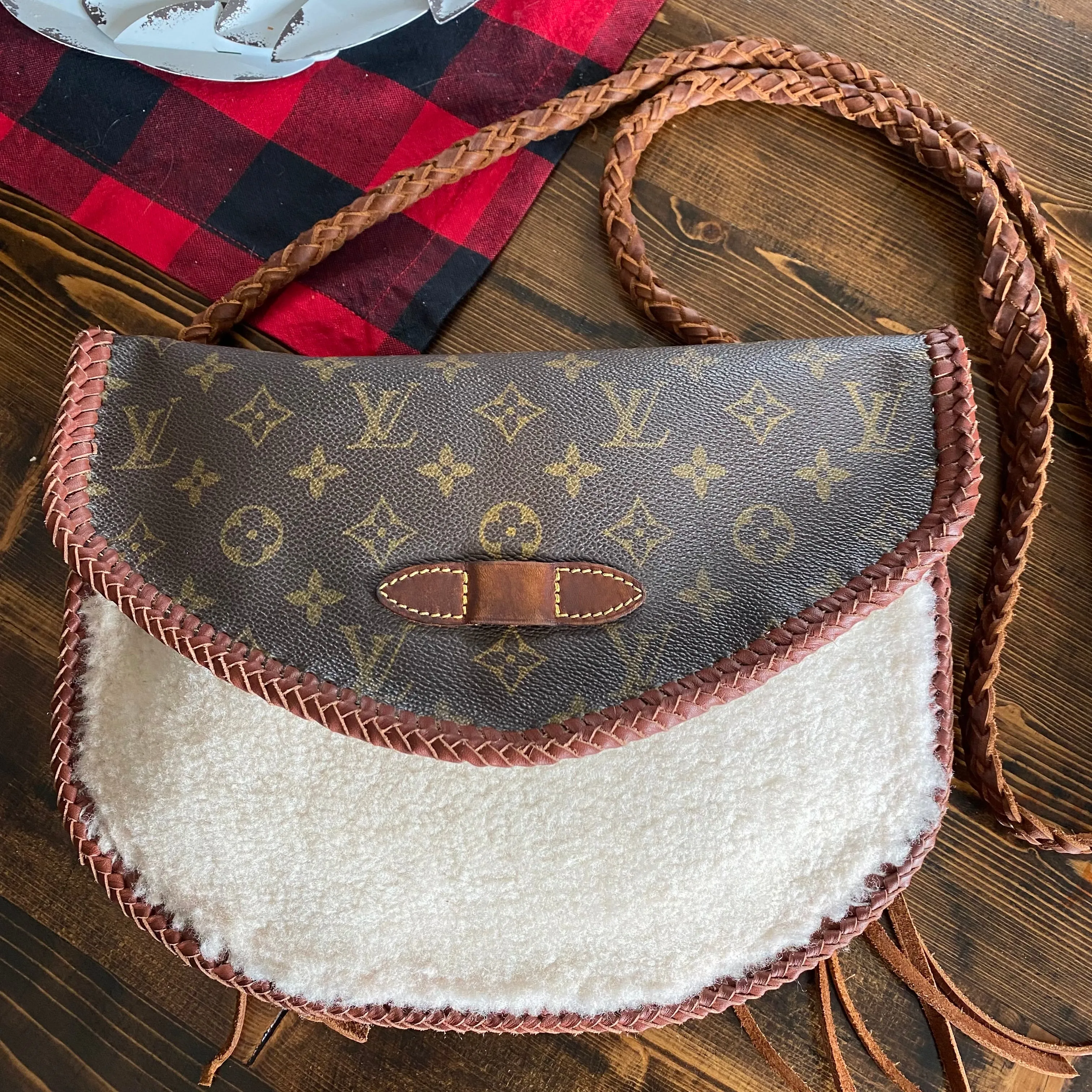 The Peacock Messenger - Cream Sheepskin Monogram