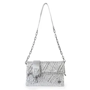 Victoria Hand-woven Convertible Clutch - Silver