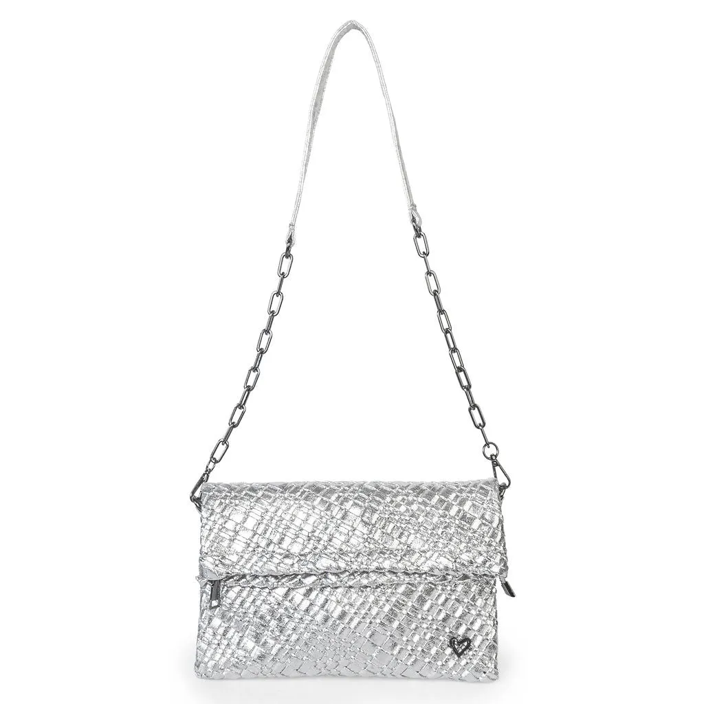 Victoria Hand-woven Convertible Clutch - Silver