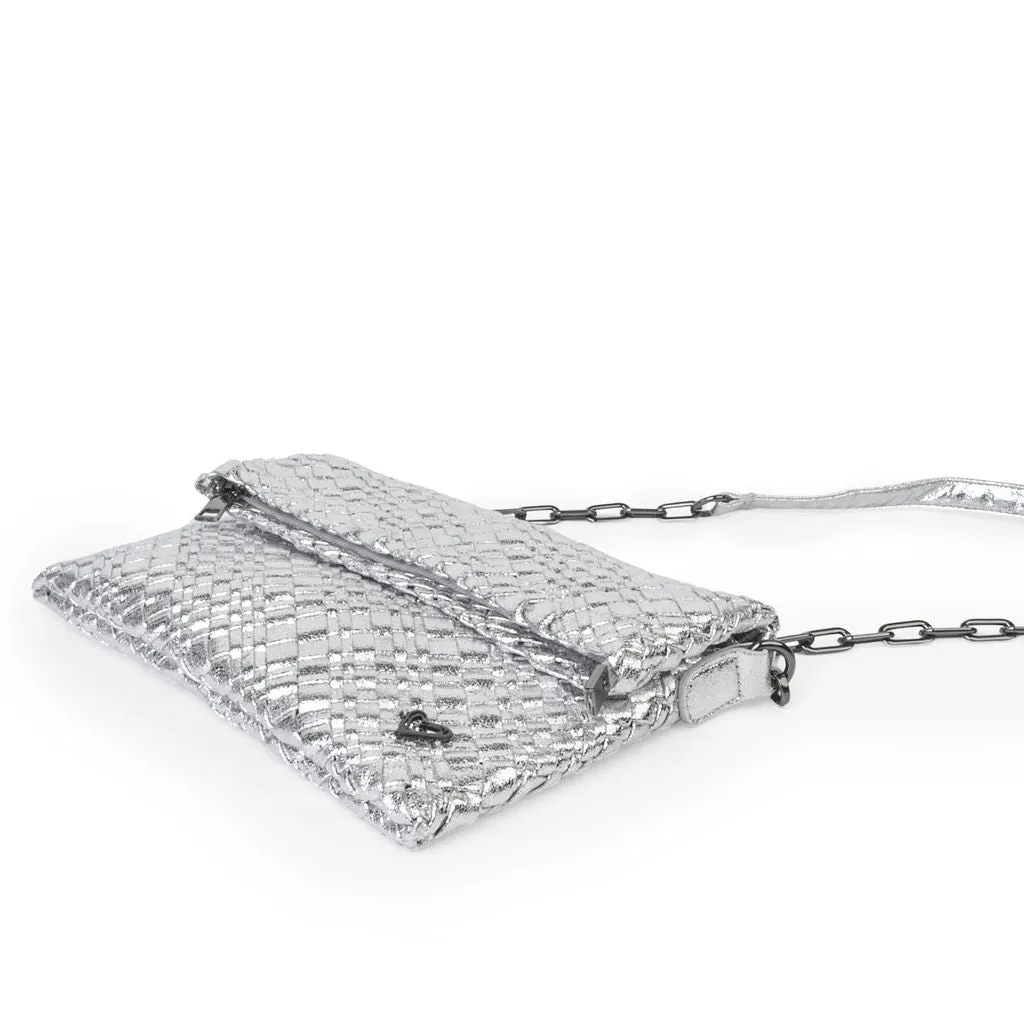 Victoria Hand-woven Convertible Clutch - Silver