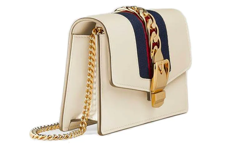 (WMNS) GUCCI Sylvie Series Leather Bag Single-Shoulder Bag MIni-Size White 494646-CWLSG-8454