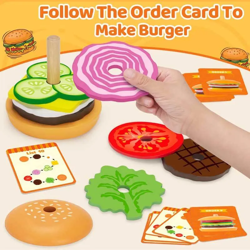 Wooden Burger Stacking Toys