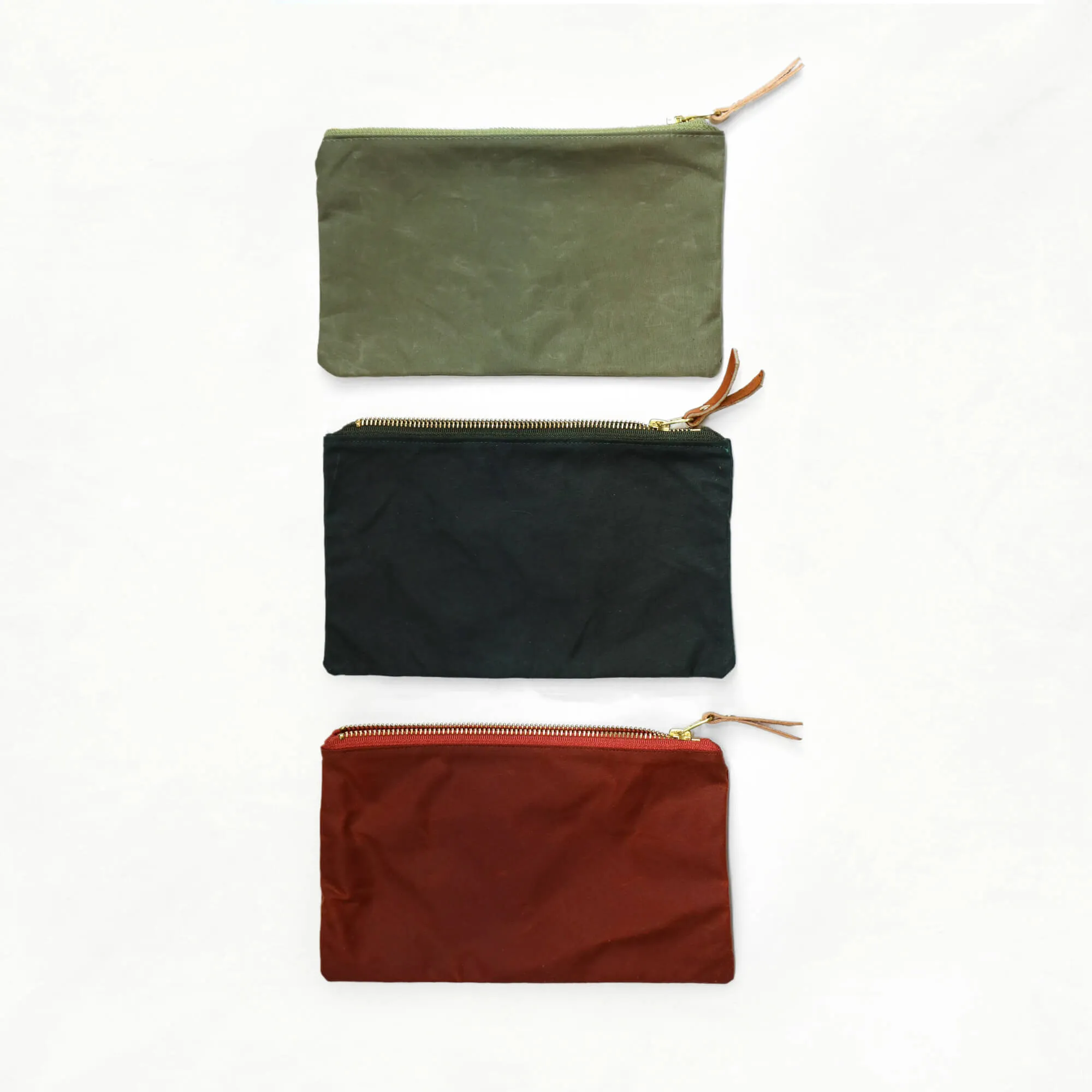 Zipper Pouch  - Chestnut Leather   Hardware Kit